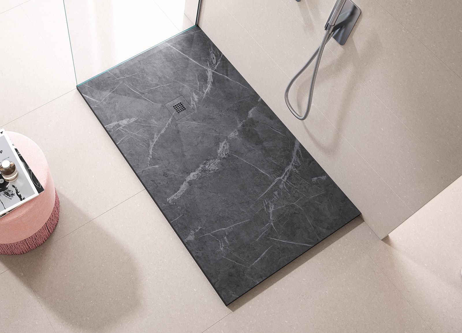 Platos de ducha de resina decorados Bruntec Stone 3D Mármol Principal 0