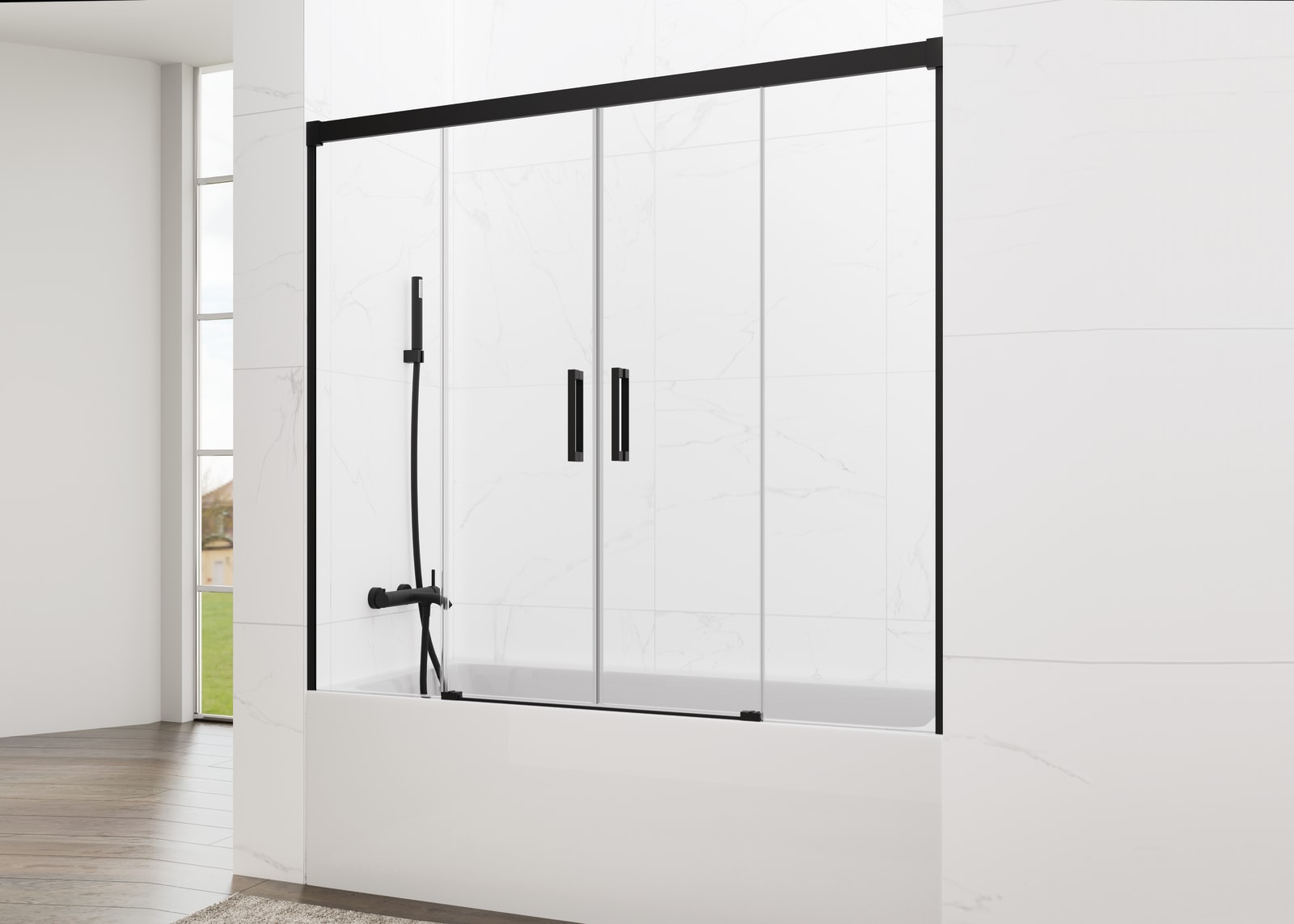 Mampara de bañera GME Basic negro mate Spazio Principal 0