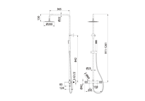 Columna de ducha Imex Bless Croquis 24