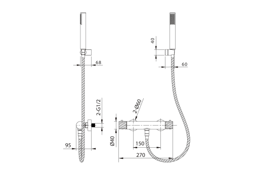 Grifo de ducha Imex Bless Croquis 27