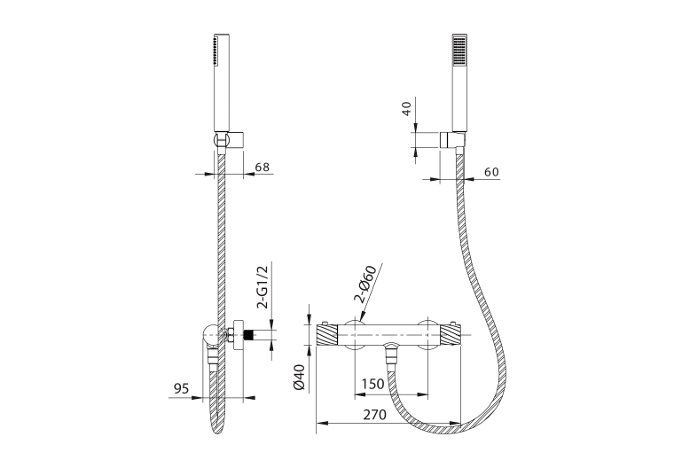 Grifo de ducha Imex Bless Croquis 26