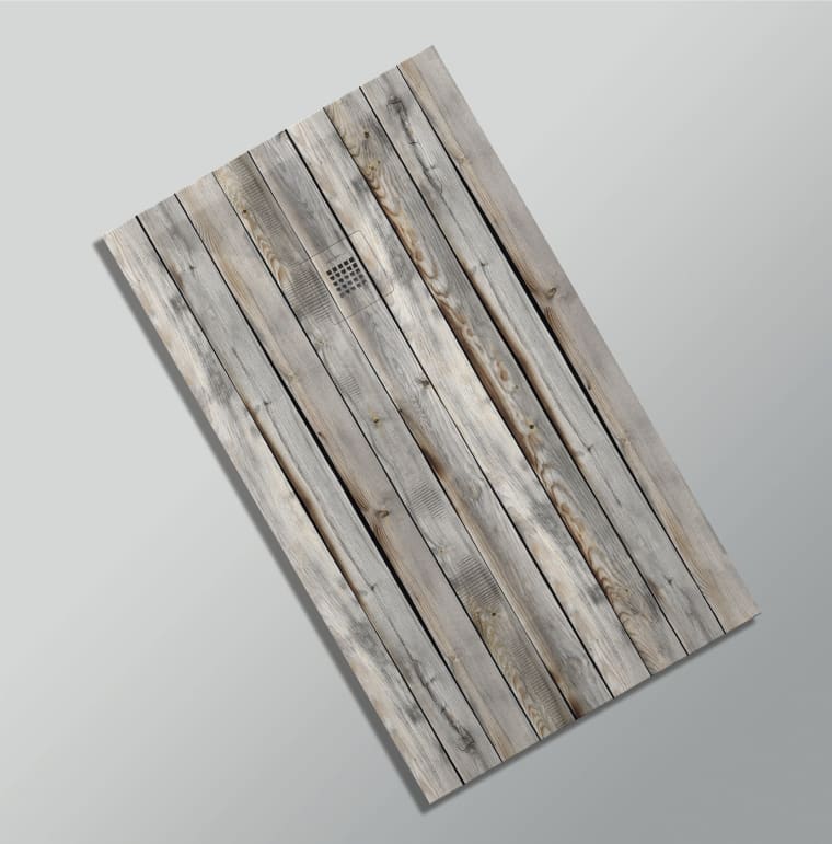 Platos de ducha de resina decorados Bruntec Design 3D Madera Rústica opción 19