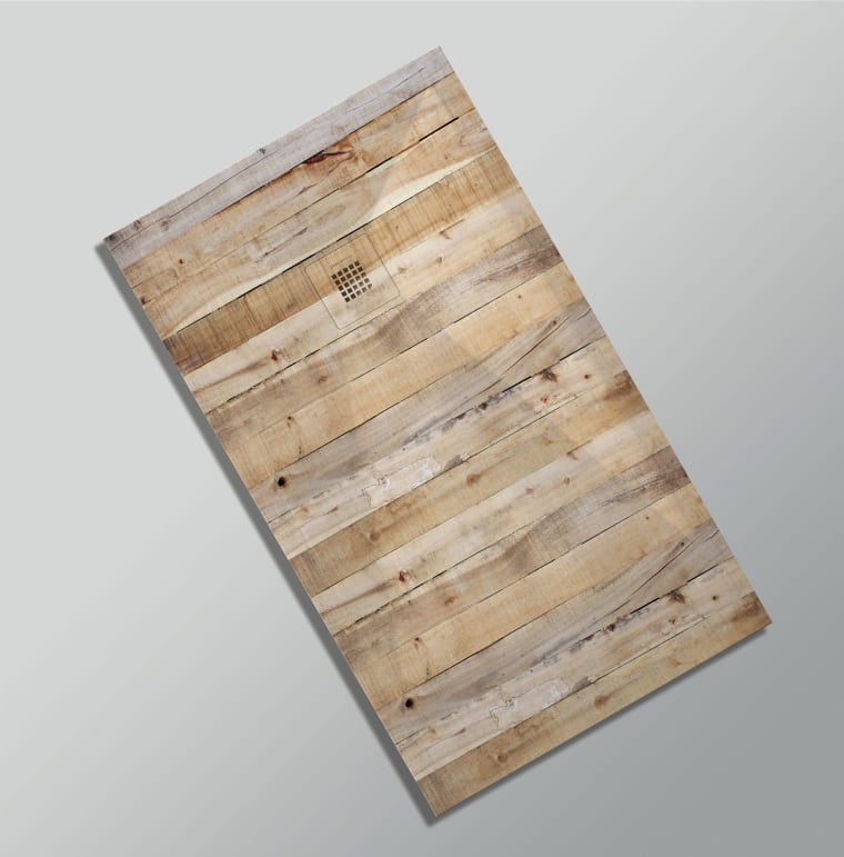Platos de ducha de resina decorados Bruntec Design 3D Madera Rústica opción 20