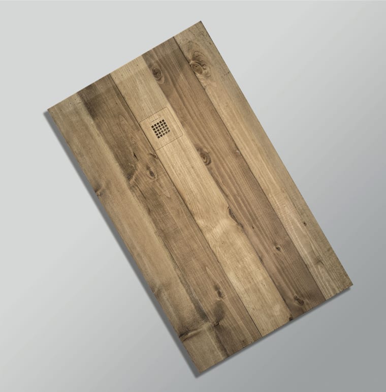 Platos de ducha de resina decorados Bruntec Design 3D Madera Rústica opción 24