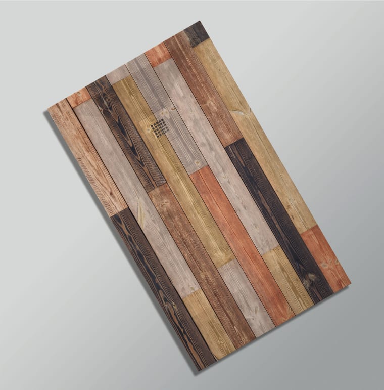 Platos de ducha de resina decorados Bruntec Design 3D Madera Rústica opción 29