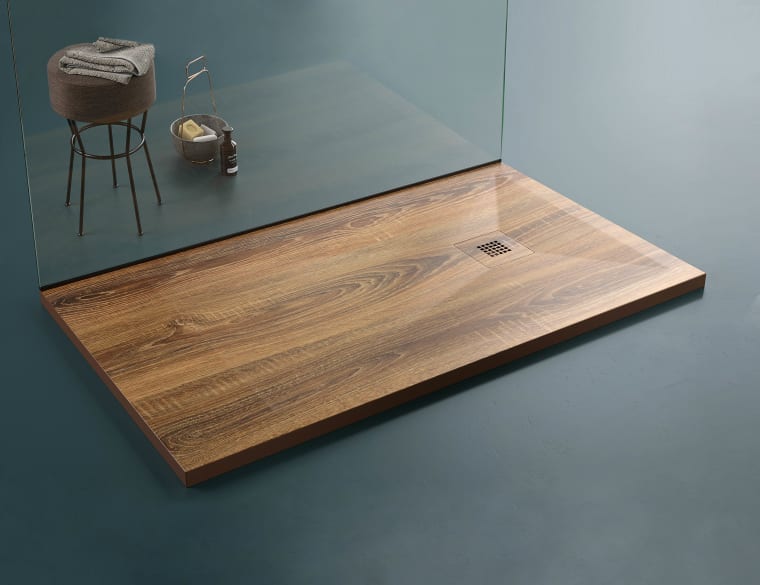 Platos de ducha de resina decorados Bruntec Stone 3D Madera Principal 1