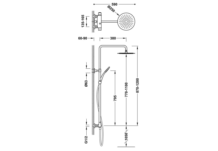Columna de ducha Imex Flat Croquis 2
