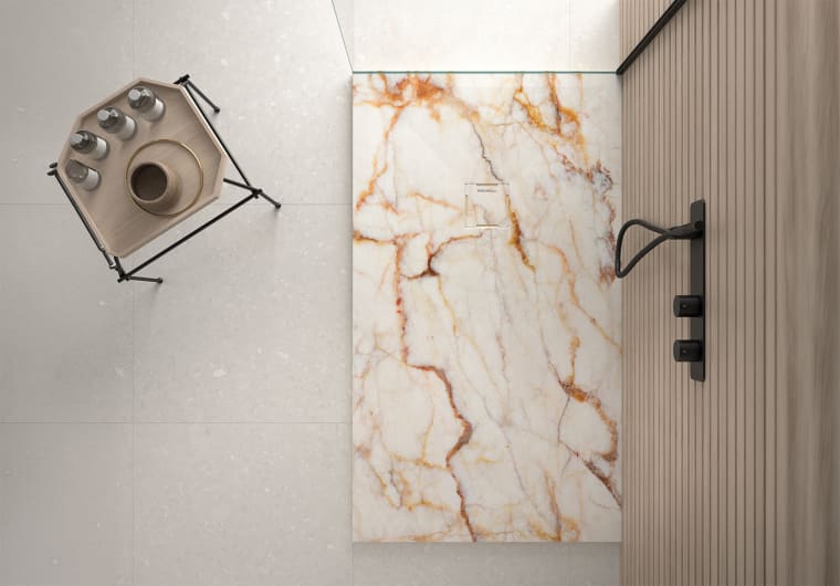 Platos de ducha de resina decorados Bruntec Stone 3D Mármol opción 16