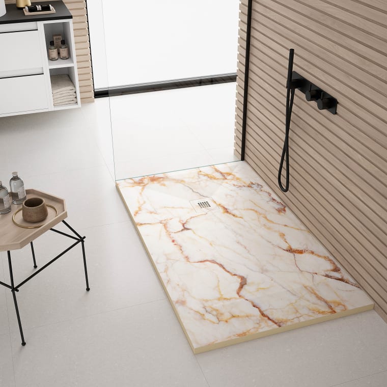 Platos de ducha de resina decorados Bruntec Stone 3D Mármol Principal 4