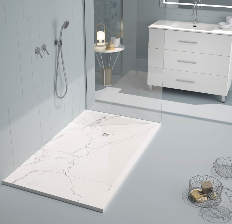 Platos de ducha de resina decorados Bruntec Stone 3D Mármol opción 15