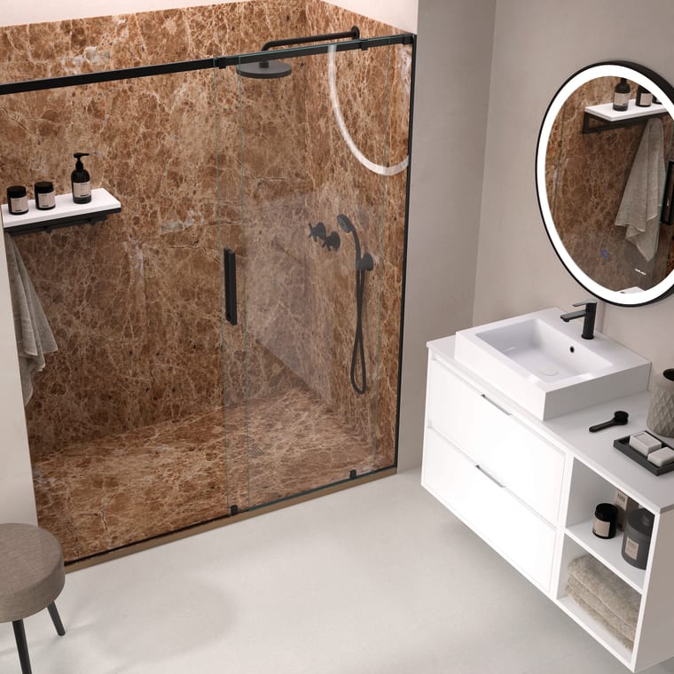 Platos de ducha de resina decorados Bruntec Stone 3D Mármol Principal 7