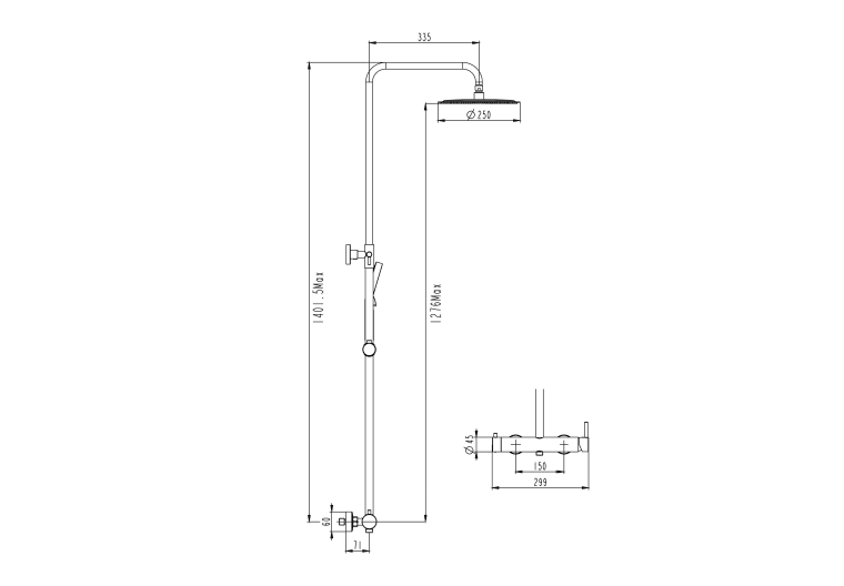 Grifería y conjuntos de ducha Gme Inverter R Croquis 9
