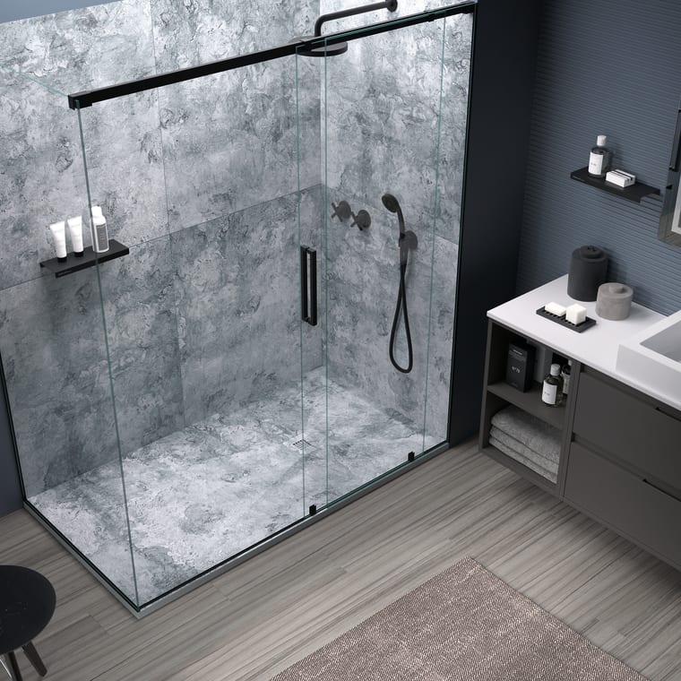 Platos de ducha de resina decorados Bruntec Design 3D Cemento Ambiente 6