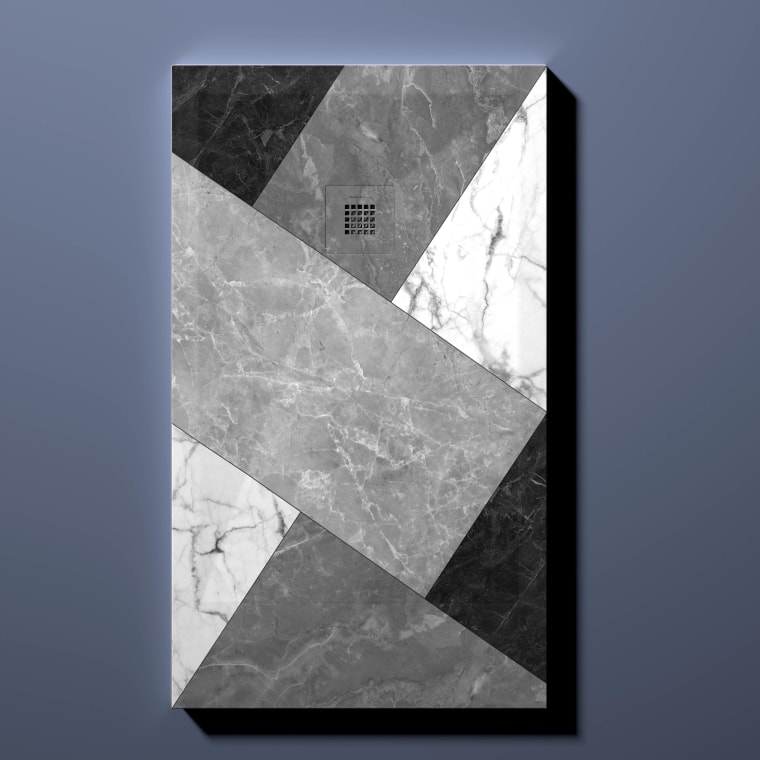 Platos de ducha de resina decorados Bruntec Design 3D Mosaico Ambiente 4