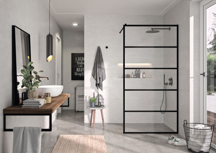 Mampara de ducha fija negra Fresh - FR103 -Kassandra- Ambiente 2