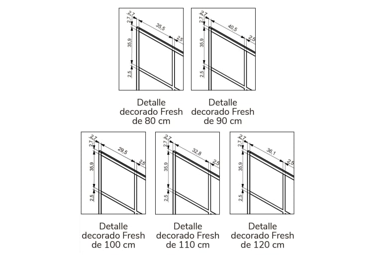 Mampara de ducha fija negra Fresh - FR103 -Kassandra- Croquis 3
