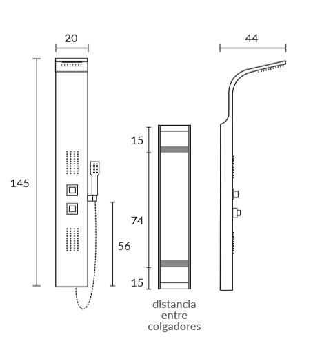 Columna de ducha Sagobar Ensa Croquis 1
