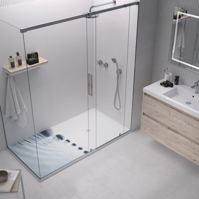 Platos de ducha de resina decorados Bruntec Design 3D Zen Ambiente 2