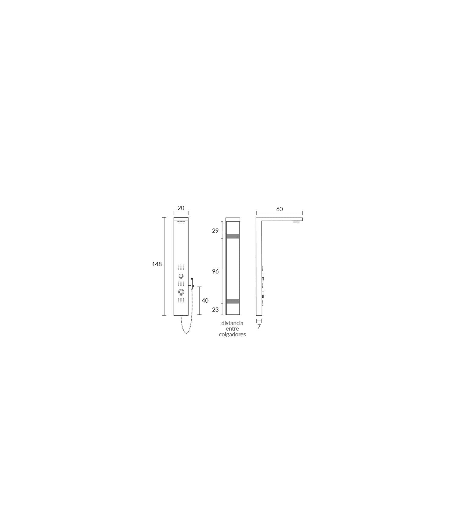 Columna de ducha Mizu Sagobar Croquis 1