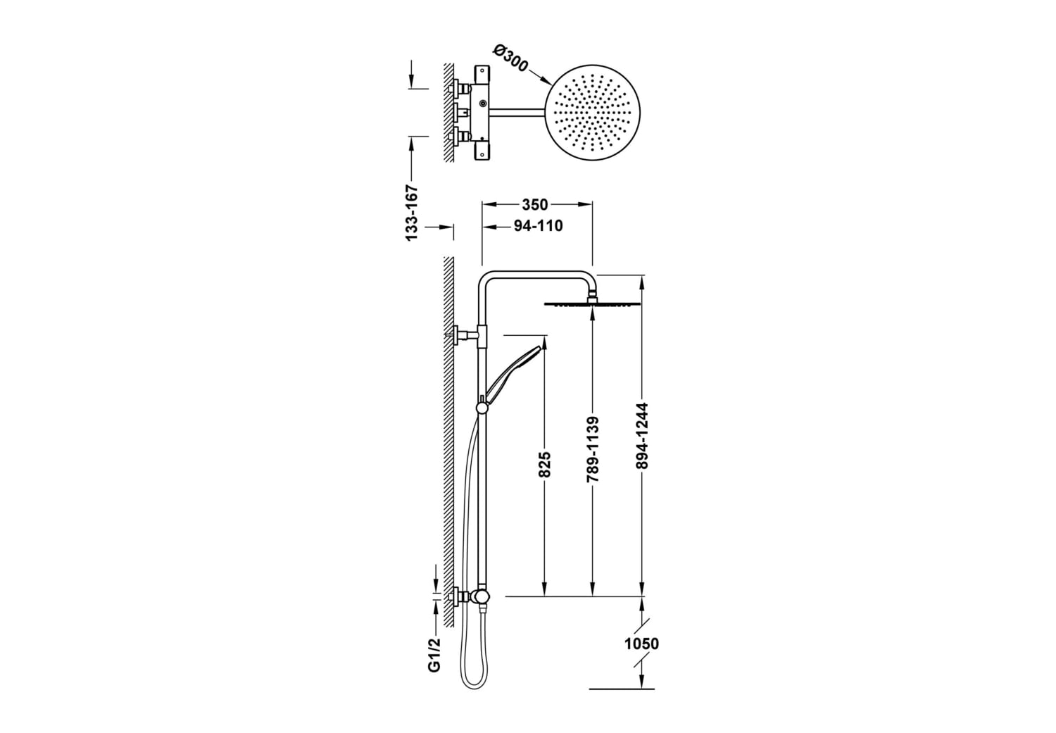 Columna de ducha y baño Tres Flat Croquis 4
