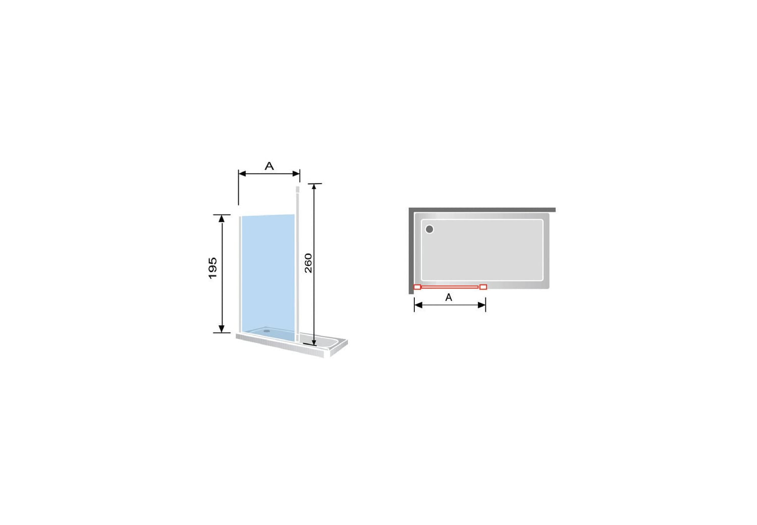 Mampara de ducha Kassandra Fresh Levante (FL633) Croquis 3