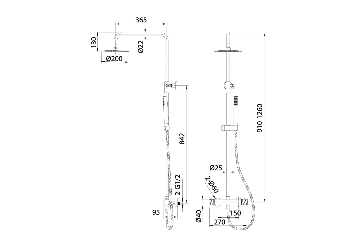 Columna de ducha Imex Bless Croquis 6