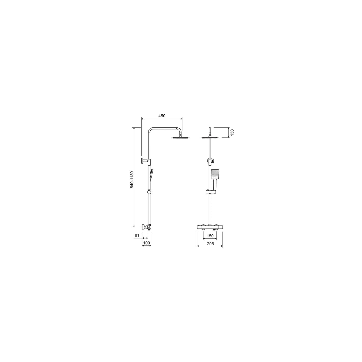 Conjunto de ducha Lluvibath Niza Croquis 2