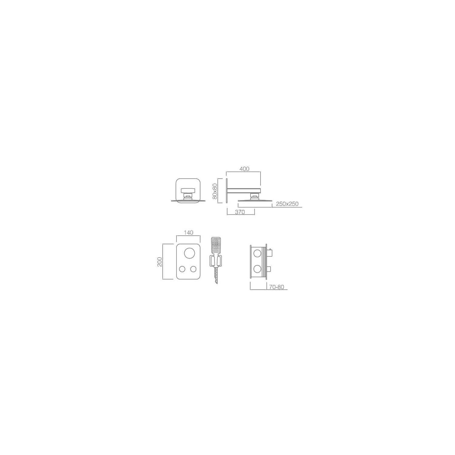 Conjunto de ducha empotrado Imex Madeira Croquis 8