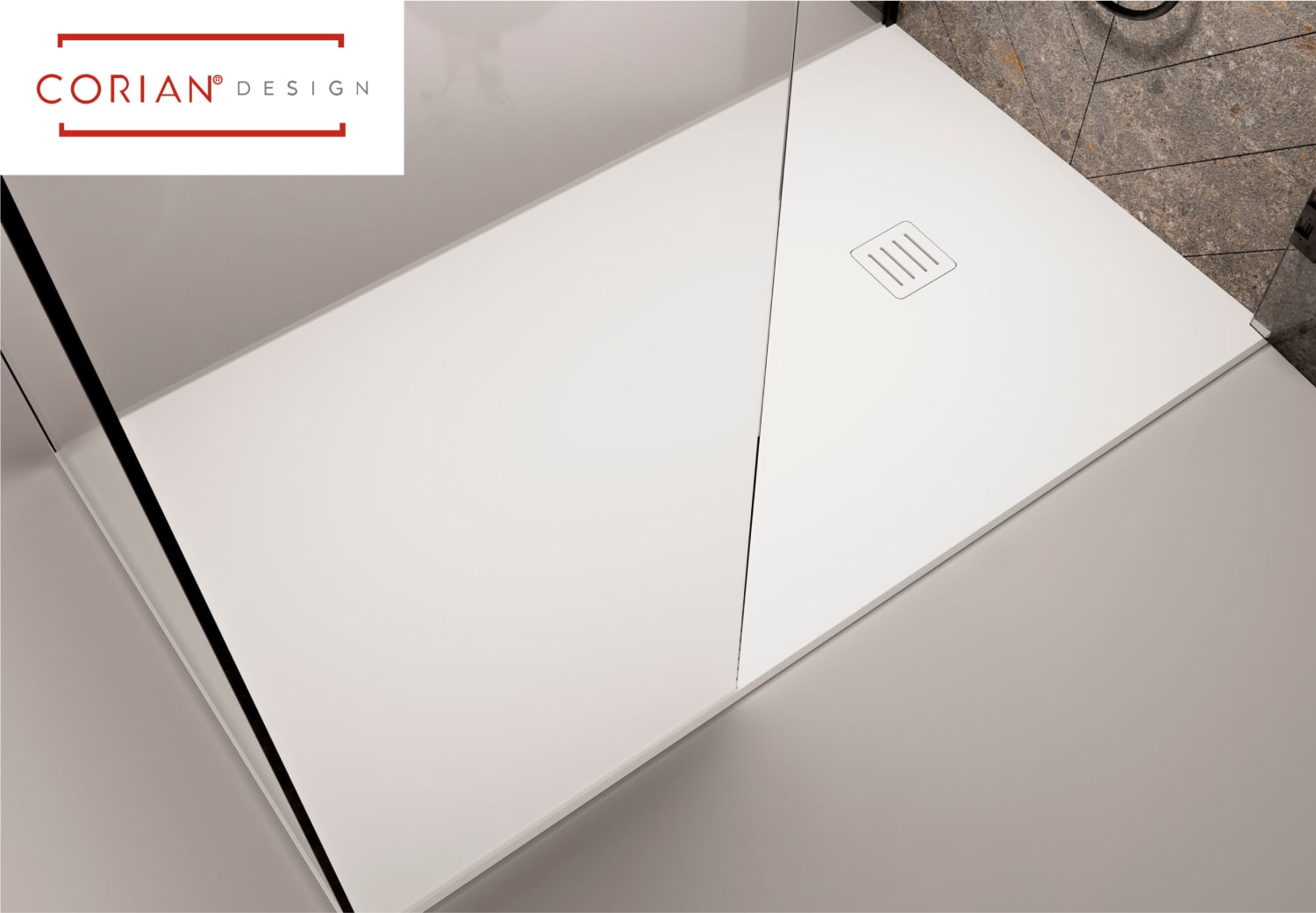 Plato de ducha Solid Surface Corian DuPont Hidronatur Antares Ambiente 1
