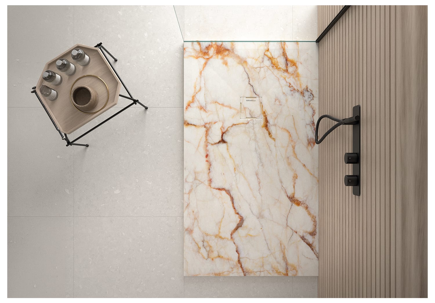 Platos de ducha de resina decorados Bruntec Stone 3D Mármol opción 16
