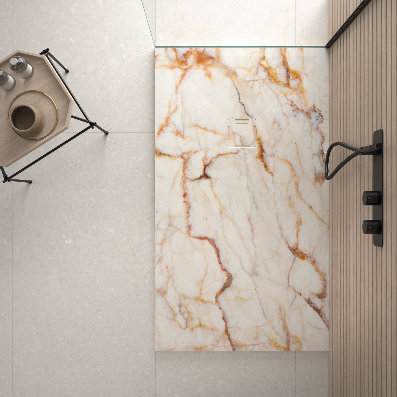 Platos de ducha de resina decorados Bruntec Stone 3D Mármol opción 16