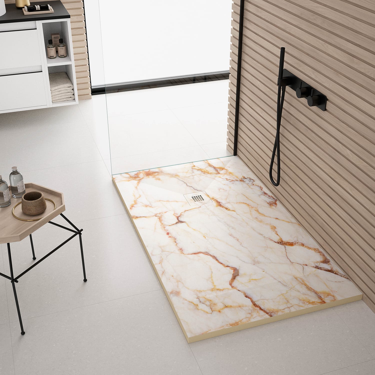 Platos de ducha de resina decorados Bruntec Stone 3D Mármol Principal 4