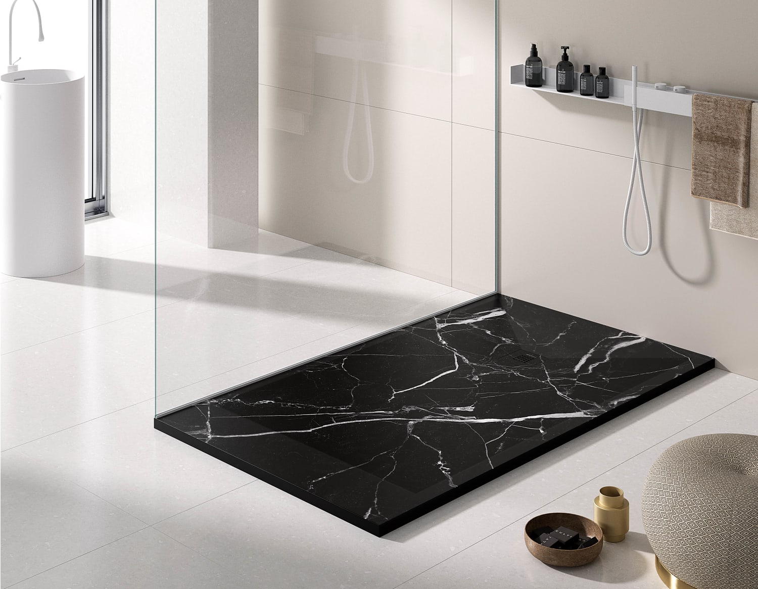 Platos de ducha de resina decorados Bruntec Stone 3D Mármol Principal 1