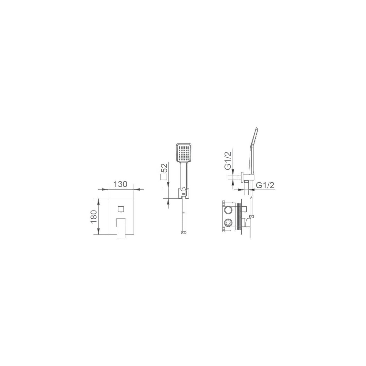 Conjunto de ducha empotrado Imex Sumatra Croquis 8