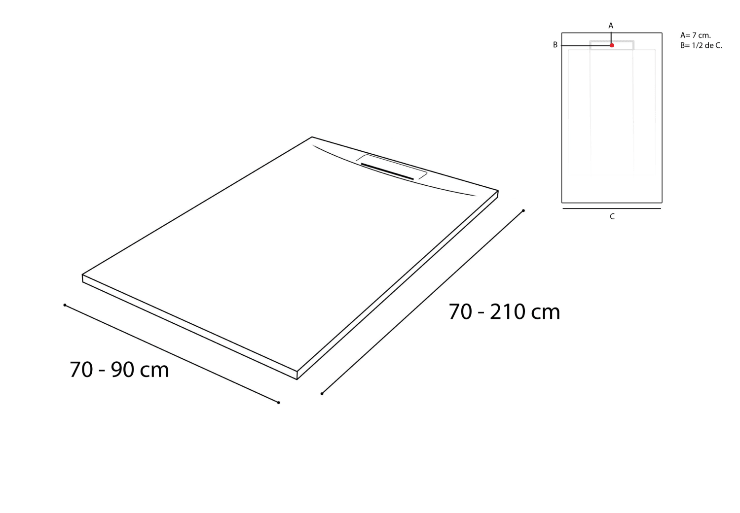 Plato de ducha de Resina Bruntec Alpes Croquis 27