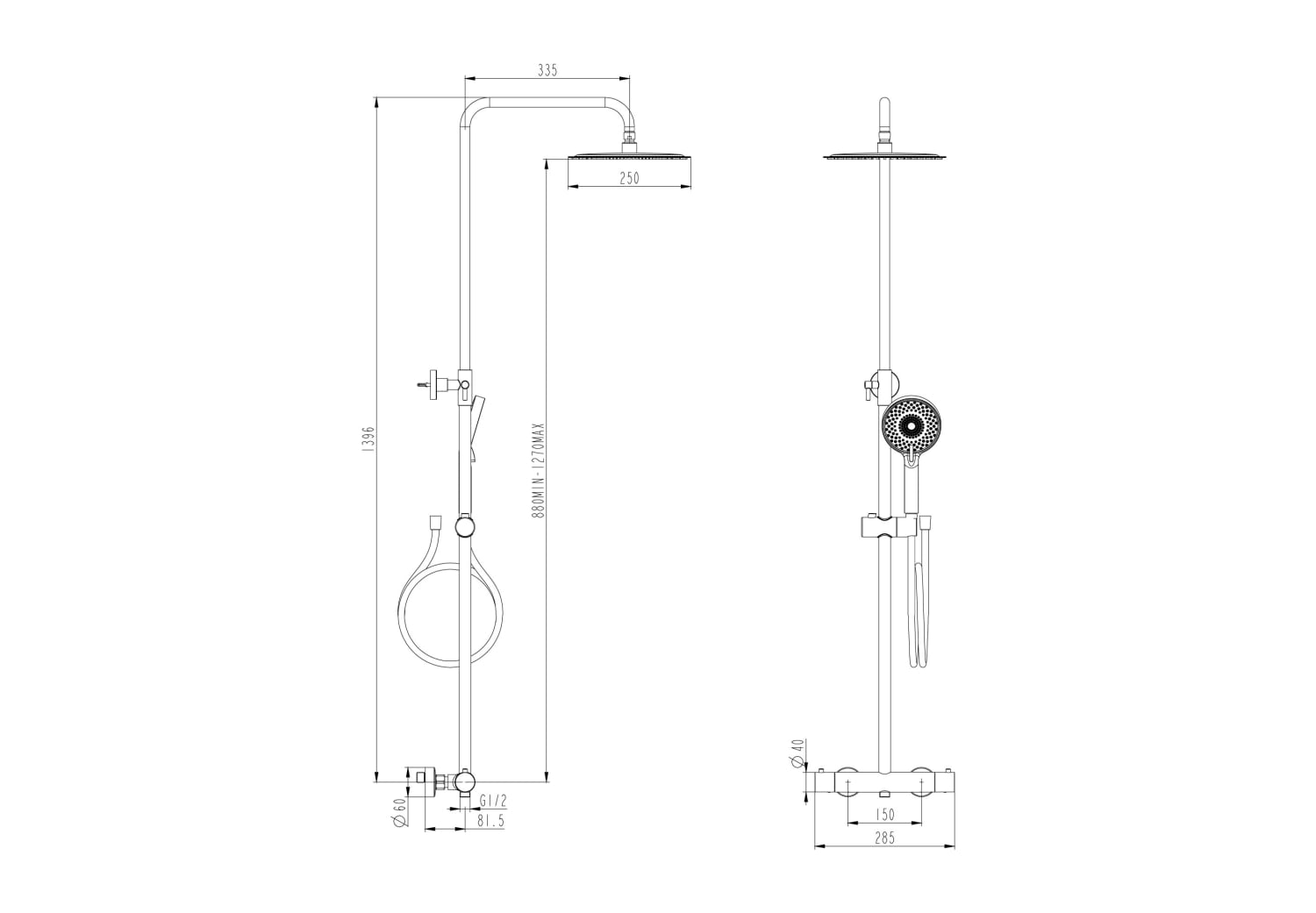 Grifería y conjuntos de ducha Gme Round Elite Croquis 11