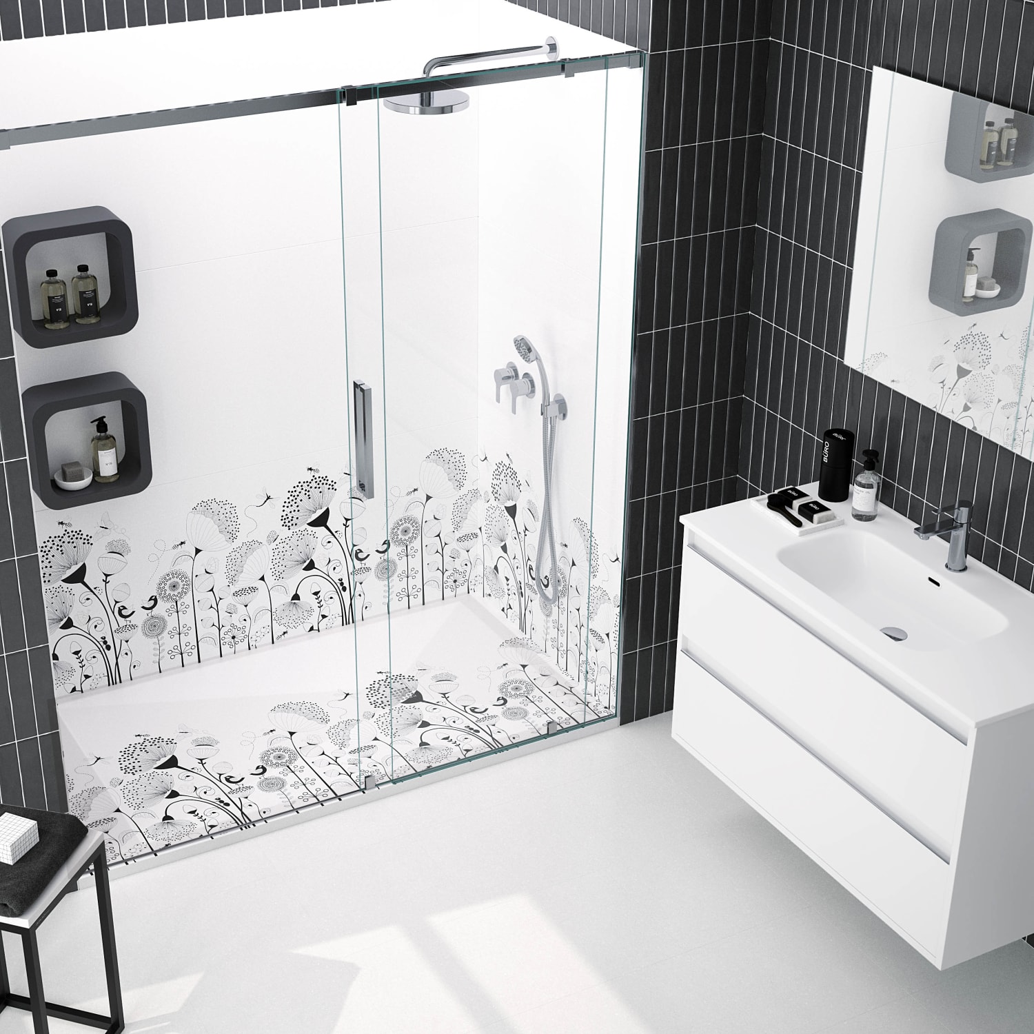 Platos de ducha de resina decorados Bruntec Design 3D Natura Ambiente 4