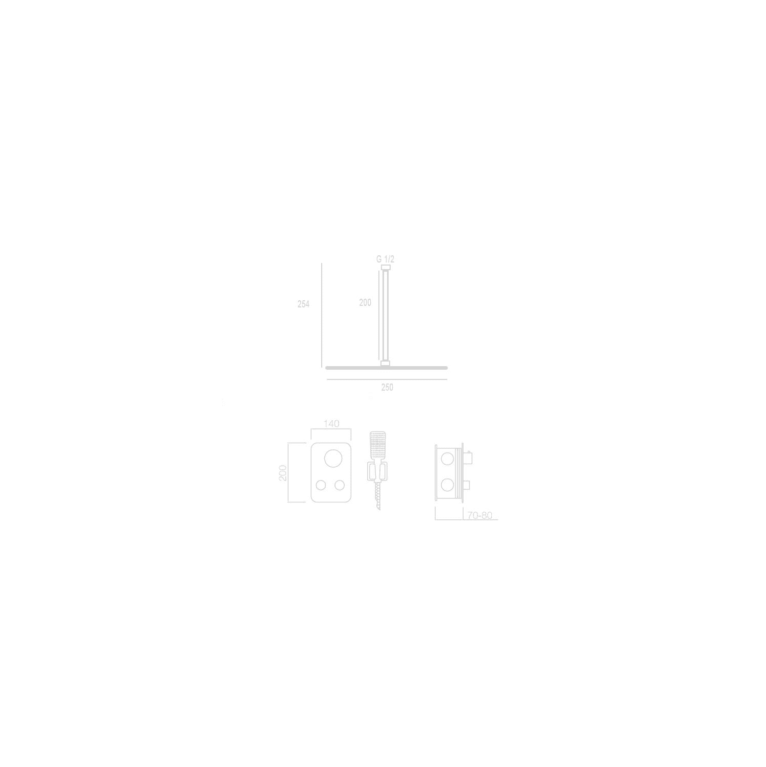 Conjunto de ducha empotrado Imex Portugal Croquis 4
