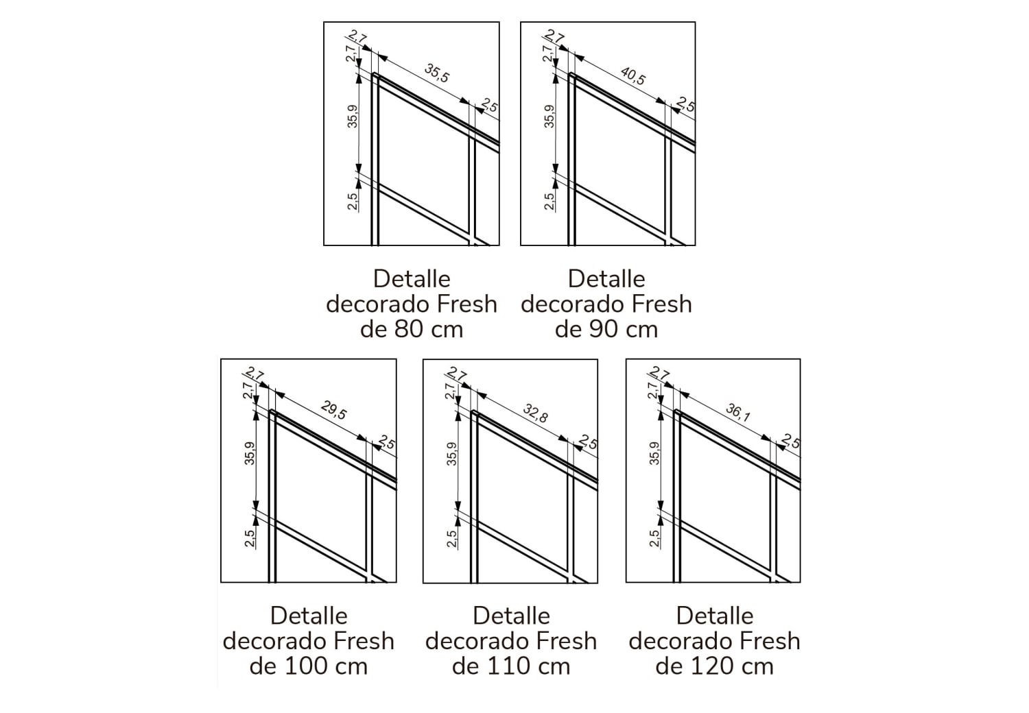 Mampara de ducha fija negra Fresh - FR103 -Kassandra- Croquis 3