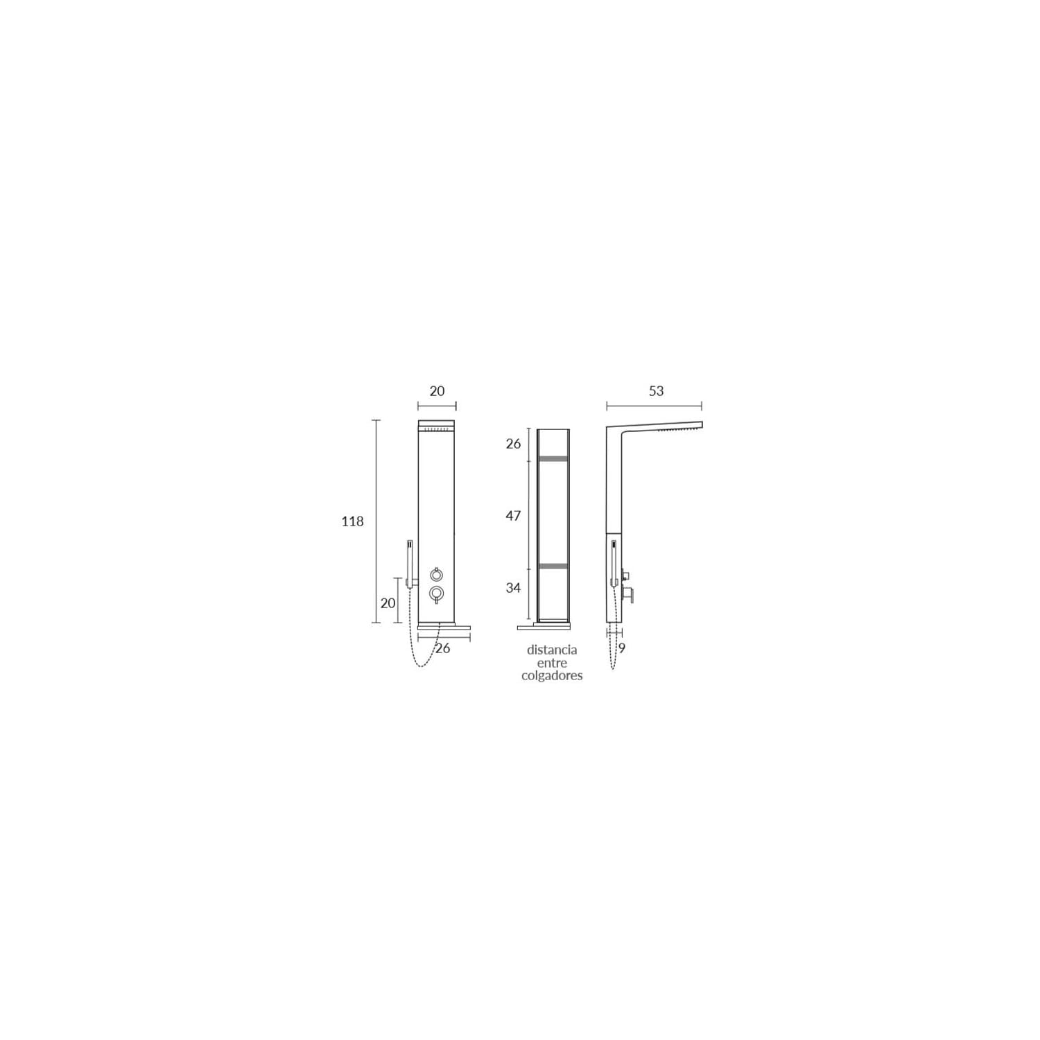 Columna de ducha Sagobar Ko Croquis 1