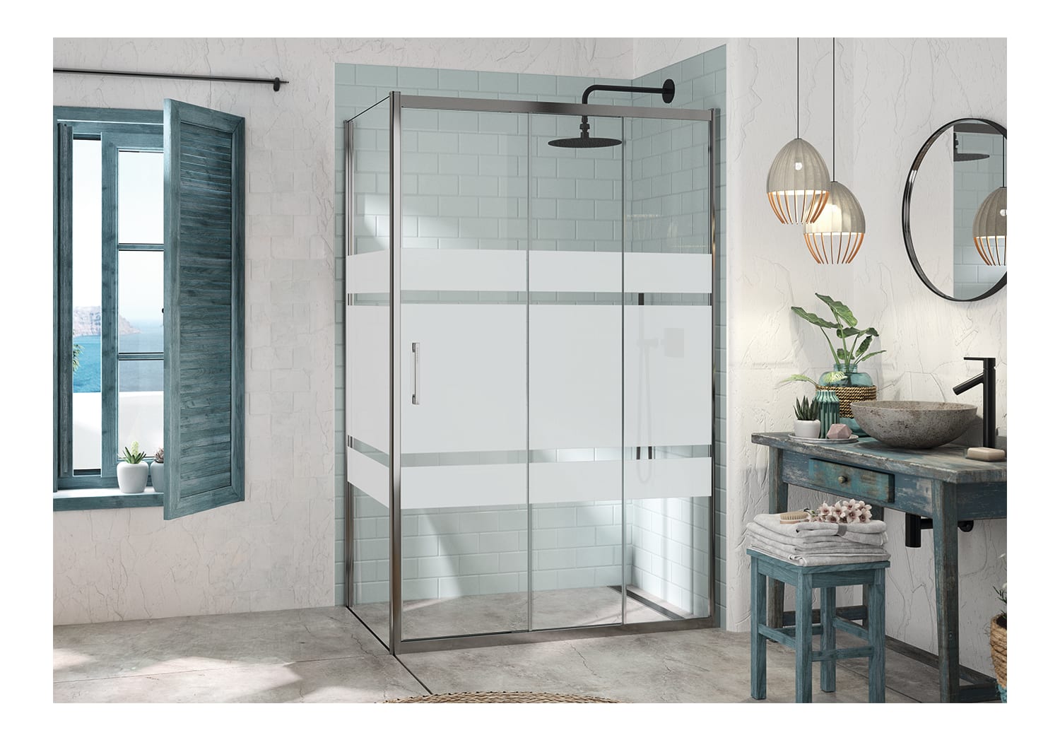 Mampara de ducha Kassandra Kaarol (KA101+KA103) Ambiente 1