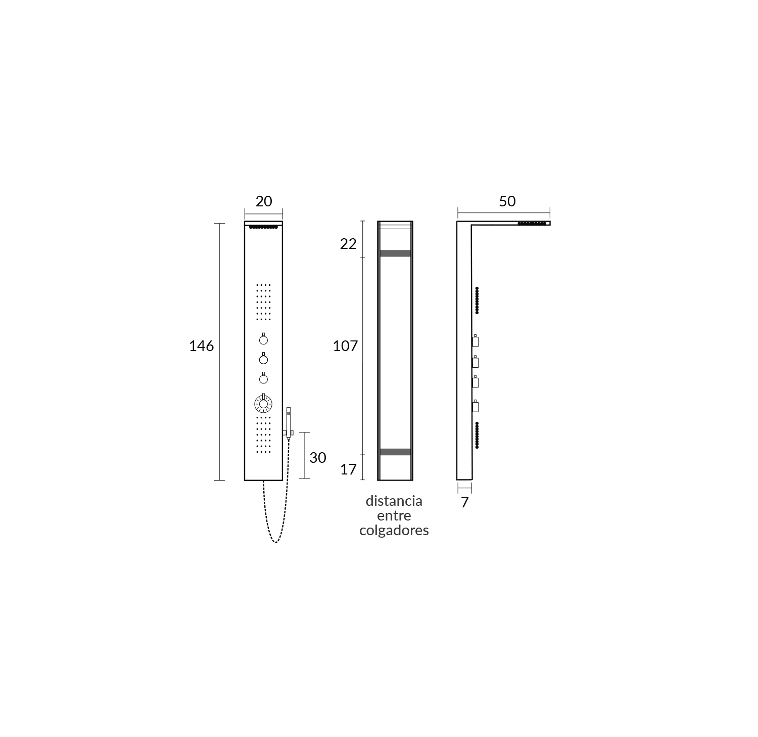 Columnas de ducha Sagobar Amanzi Croquis 1
