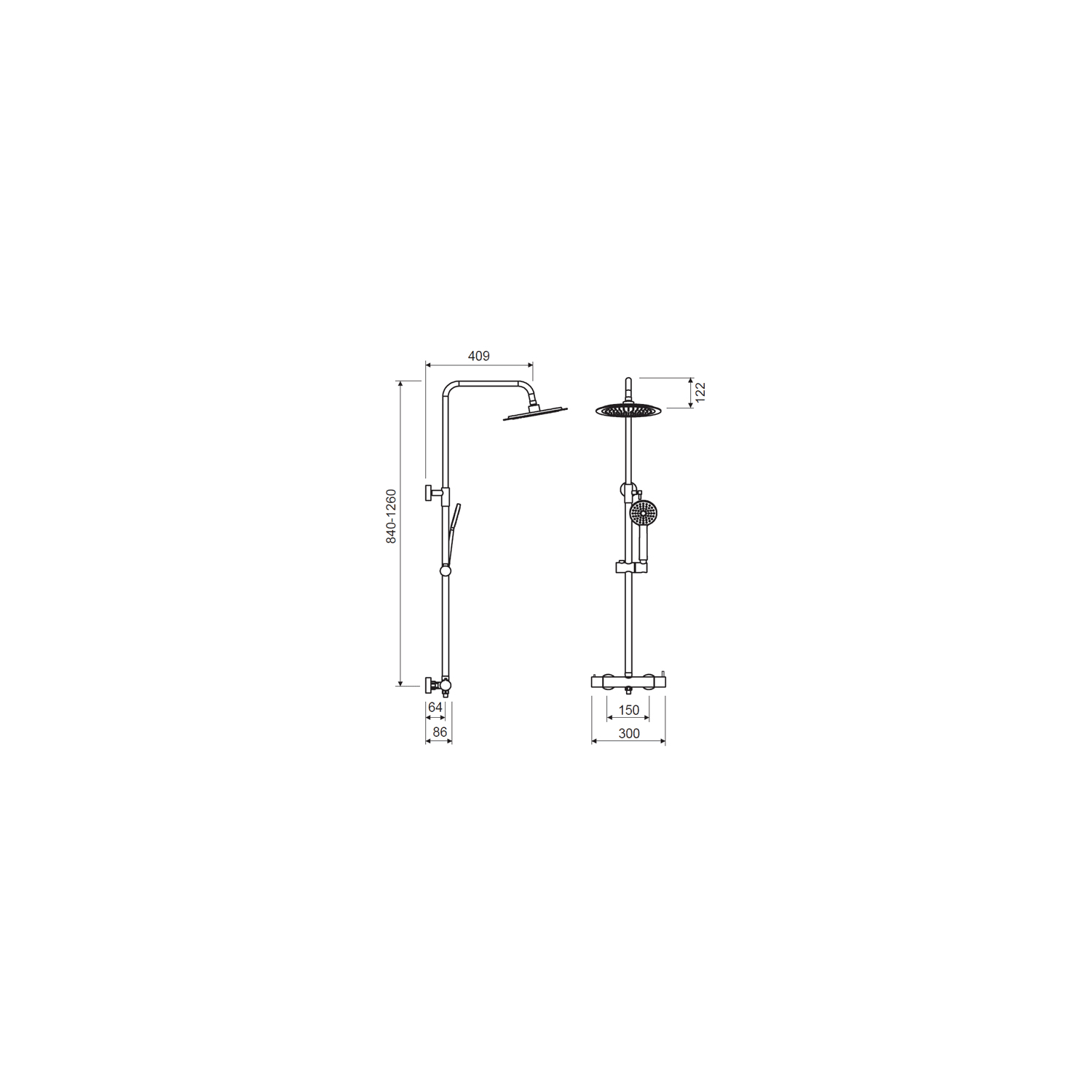 Conjunto de ducha Lluvibath Clement Croquis 5