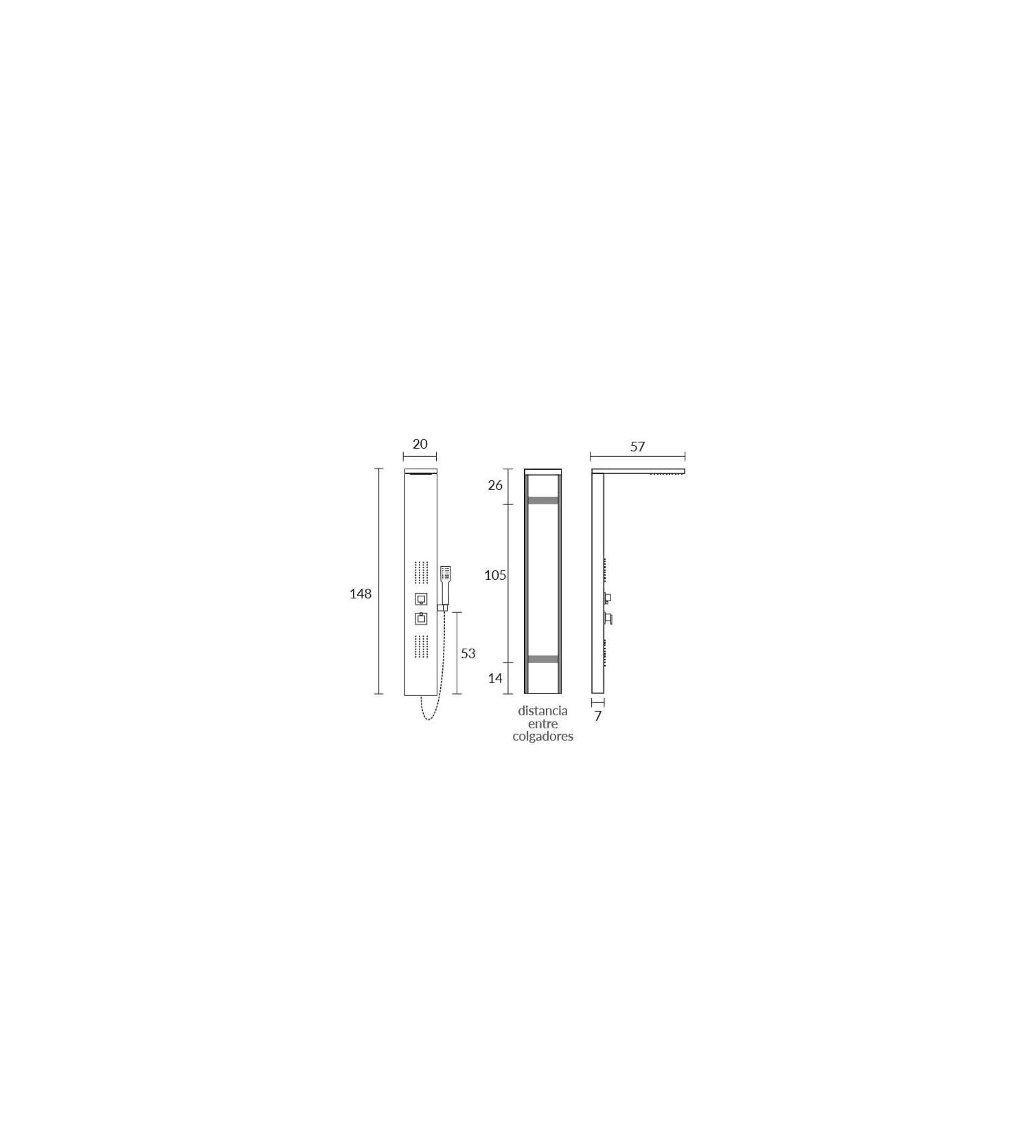 Columna de ducha Sagobar Ilma Croquis 1