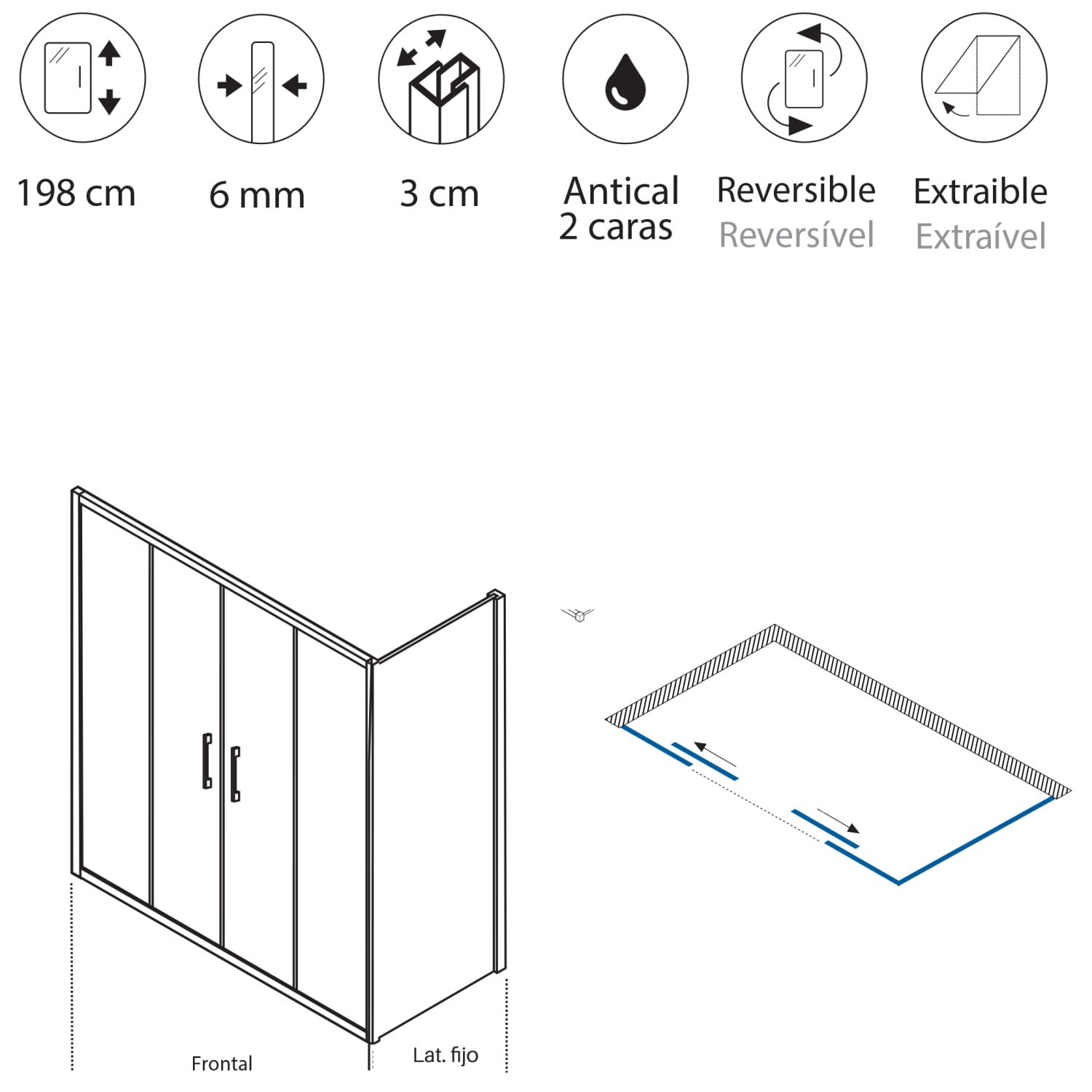 Mampara de ducha Doccia Garona ST Croquis 7