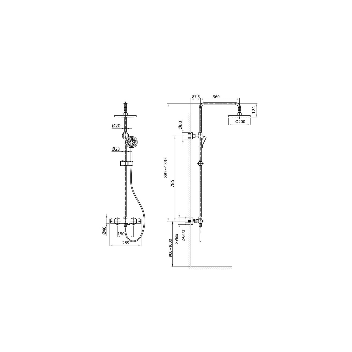 Grifería y conjuntos de ducha Gme Quadra Elite Croquis 3