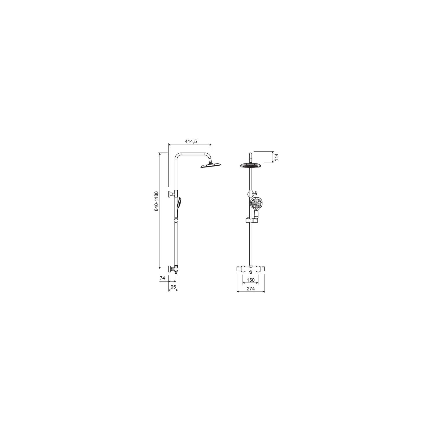 Conjunto de ducha Lluvibath Carola I Croquis 1