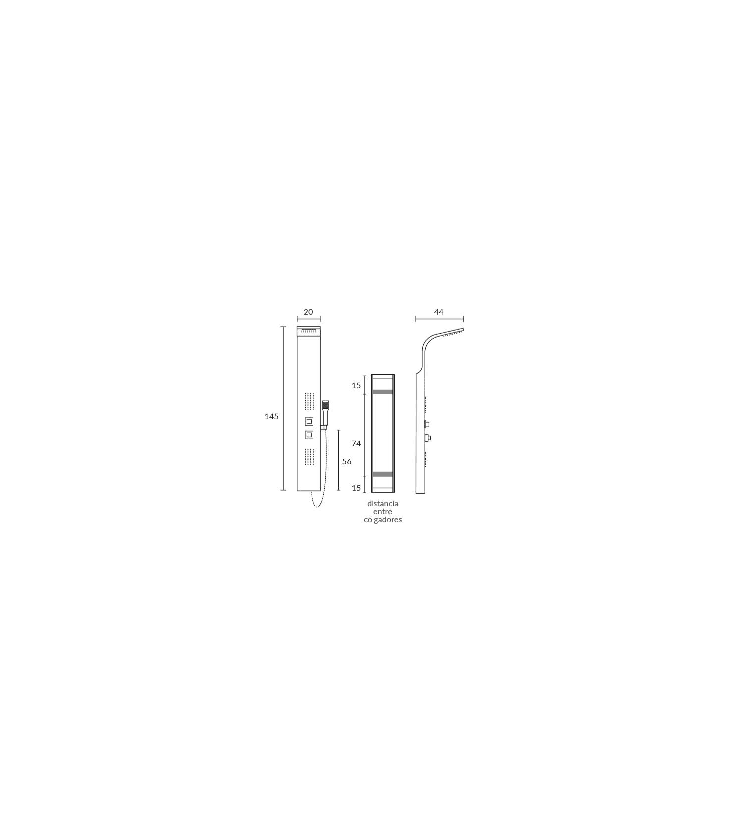Columna de ducha Sagobar Ensa Croquis 1
