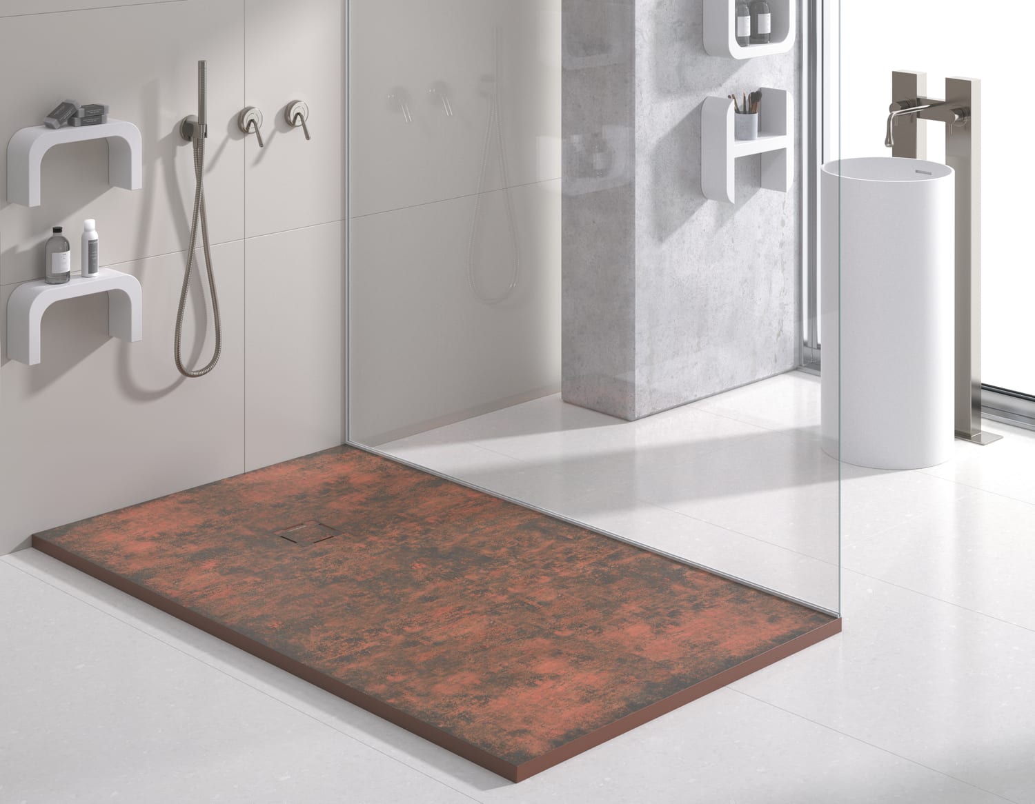 Platos de ducha de resina decorados Bruntec Design 3D Decorado Ambiente 3