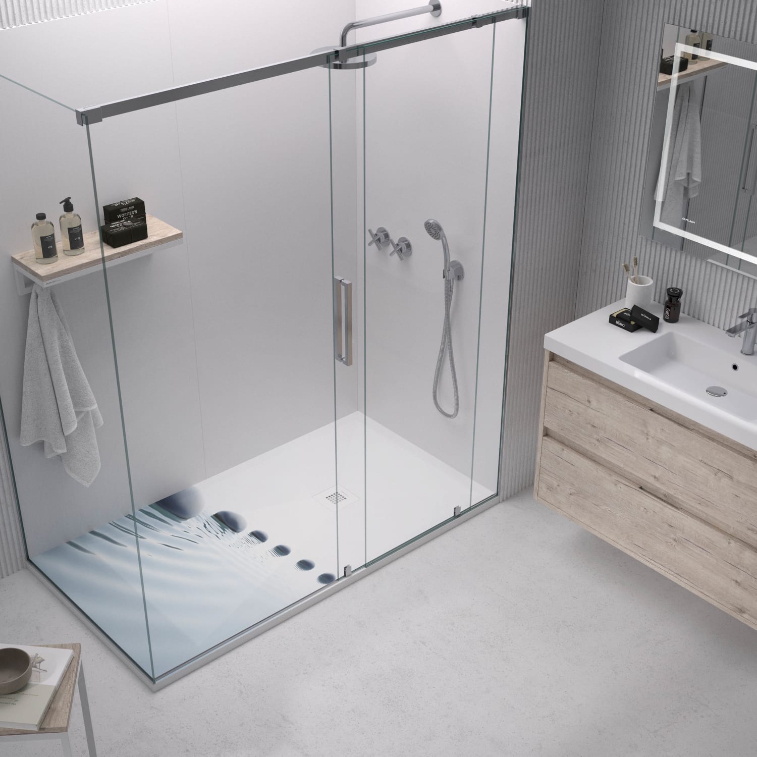 Platos de ducha de resina decorados Bruntec Design 3D Zen Ambiente 2